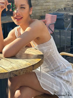 Net Hollow-Out Band Mini Dress