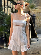 Net Hollow-Out Band Mini Dress