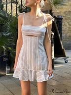 Net Hollow-Out Band Mini Dress