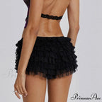 Net Lace Ribbon Booty Short