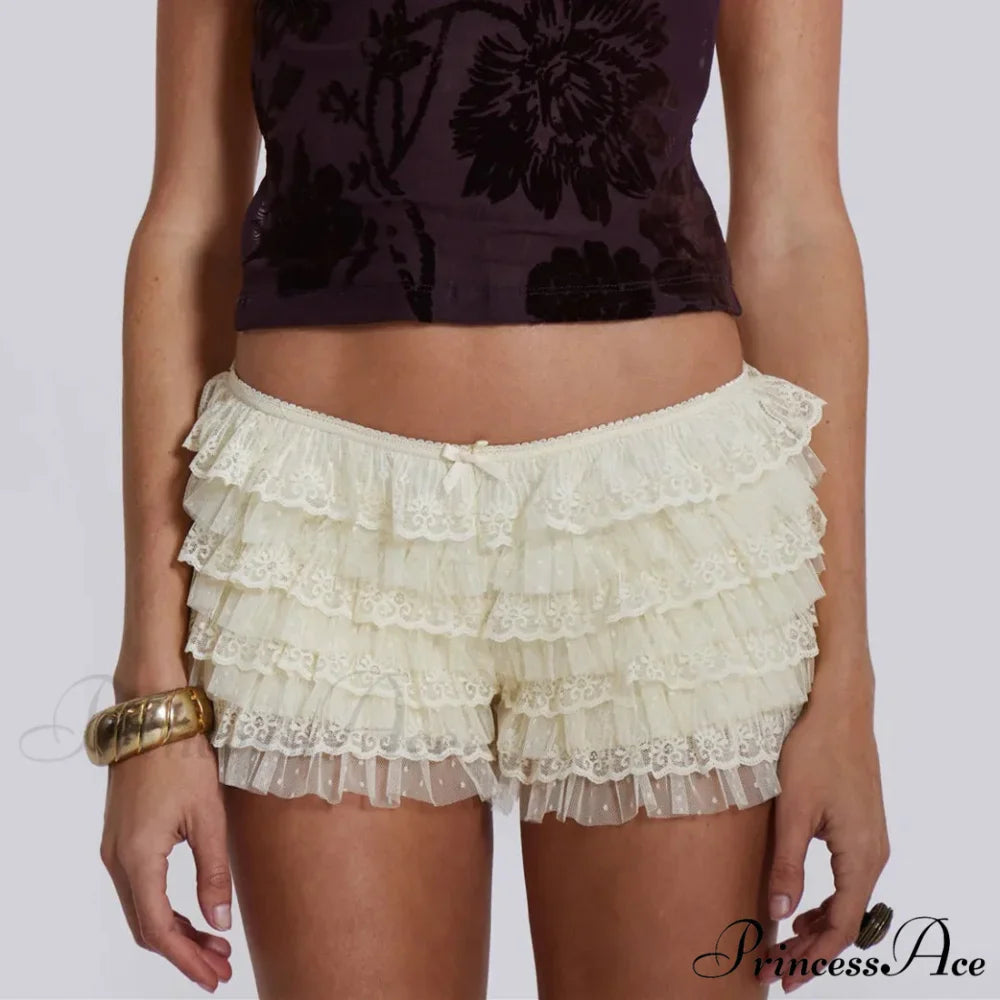 Net Lace Ribbon Booty Short