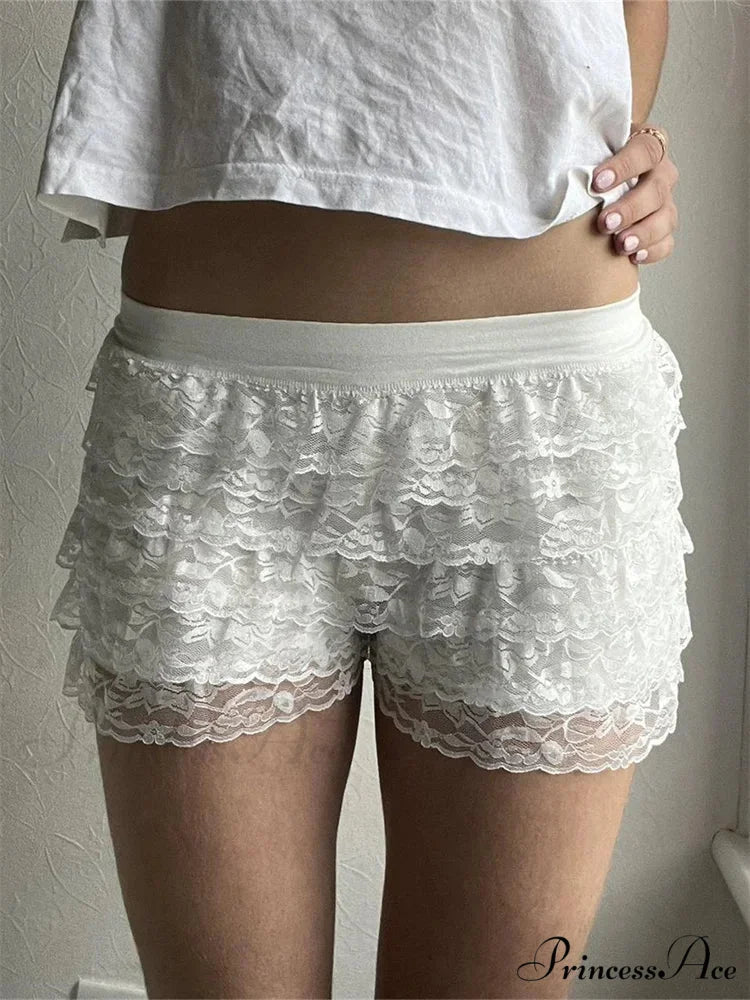 Net Lace Tiered Booty Short