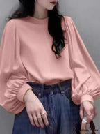 Net Lantern Sleeve Top Spring Tunic Top