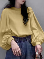 Net Lantern Sleeve Top Spring Tunic Top