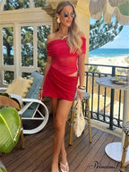 Net Patchwork Transparent Mini Dress