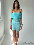 Net Patchwork Transparent Mini Dress