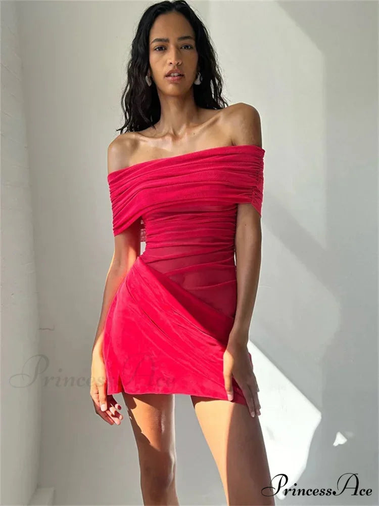 Net Patchwork Transparent Mini Dress