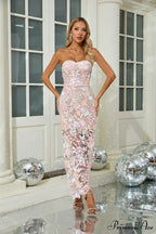 Net Sparkle Bandeau Sophisticated Prom Dress