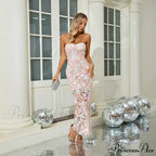 Net Sparkle Bandeau Sophisticated Prom Dress