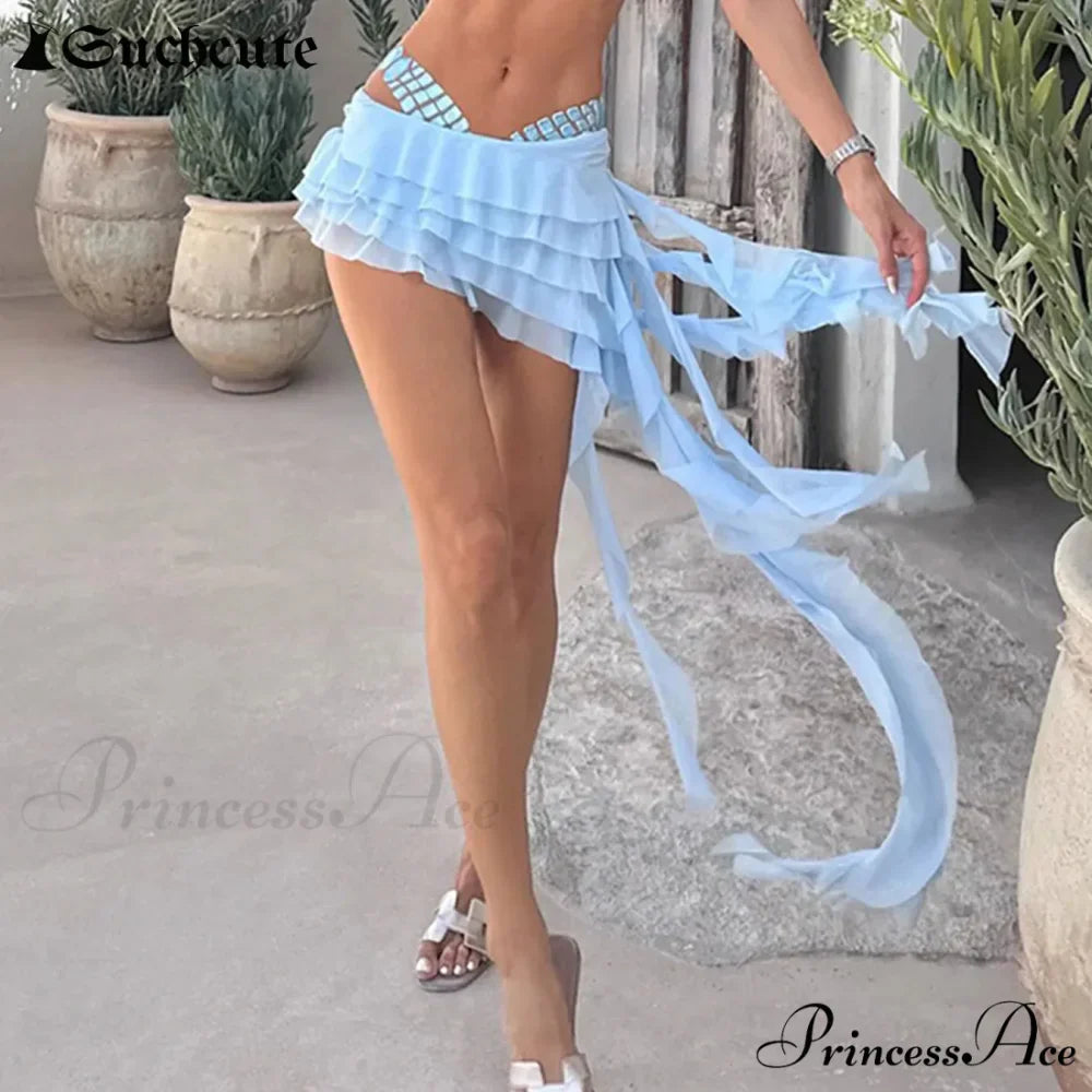 Net Streaming Unpredictable Hem Skirt