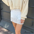 Net Transparent Flower Slim Skirt