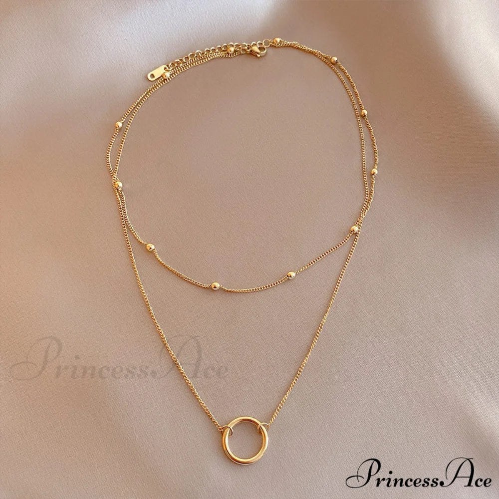 New Arrival Double Layer Circle Pendant Necklaces
