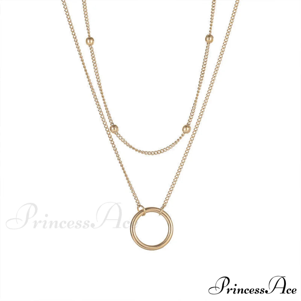 New Arrival Double Layer Circle Pendant Necklaces