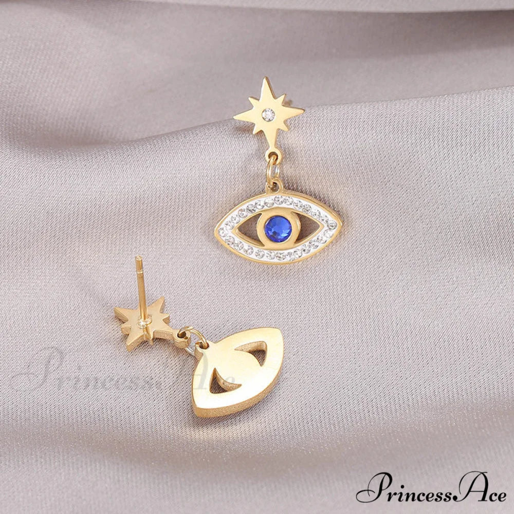 New Arrival Evil Eye Blue Stone Pendant Earrings