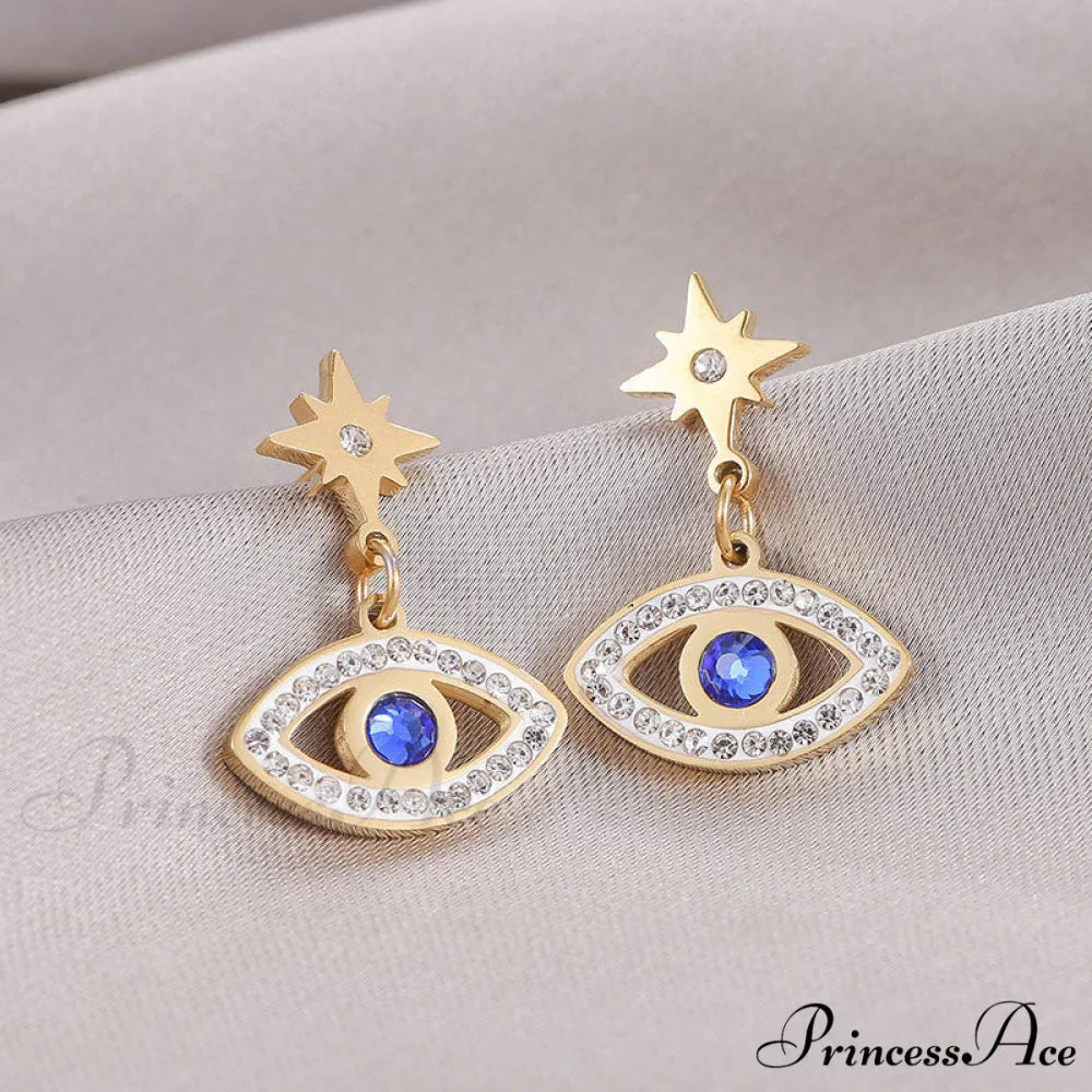 New Arrival Evil Eye Blue Stone Pendant Earrings