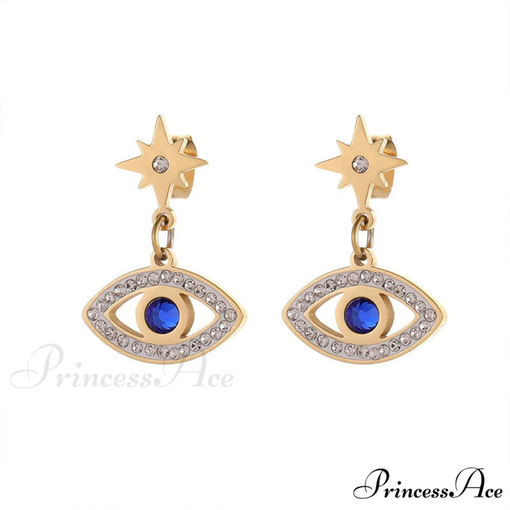 New Arrival Evil Eye Blue Stone Pendant Earrings