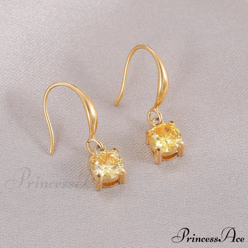 New Arrival Titanium Steel Colorful Stone Earrings