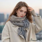 New Autumn Winter Thin Retro Tassel Plaid High-end Classic Elegant Scarf