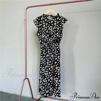 New Butterfly Sleeve Ruffles Medium Long Dress