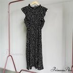 New Butterfly Sleeve Ruffles Medium Long Dress