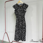 New Butterfly Sleeve Ruffles Medium Long Dress