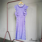 New Butterfly Sleeve Ruffles Medium Long Dress