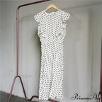 New Butterfly Sleeve Ruffles Medium Long Dress