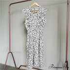 New Butterfly Sleeve Ruffles Medium Long Dress