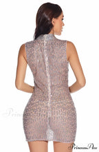 New Formal Sequin Charming Stand Collar Mini Dress