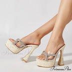 New Gold Silver Modern Strange Sexy Crystal Rhinestone Transparent Platform Elegant High Heel