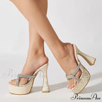 New Gold Silver Modern Strange Sexy Crystal Rhinestone Transparent Platform Elegant High Heel