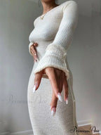 New Knitted Bodycon Fairy Grunge Casual Fashion Maxi Dress