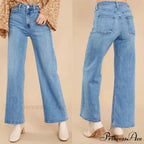 New Loose Straight Leg Casual Fashion Retro Distressed High Waist Wide Leg Cropped Denim Jean