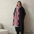 New Retro Argyle Jacquard Plaid Warm Neck Scarf for Autumn Winter 2024