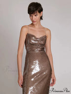 New Sexy Sleeveless Backless Lace-up Slim Long Dress Bright Sequins Christmas Party Dress