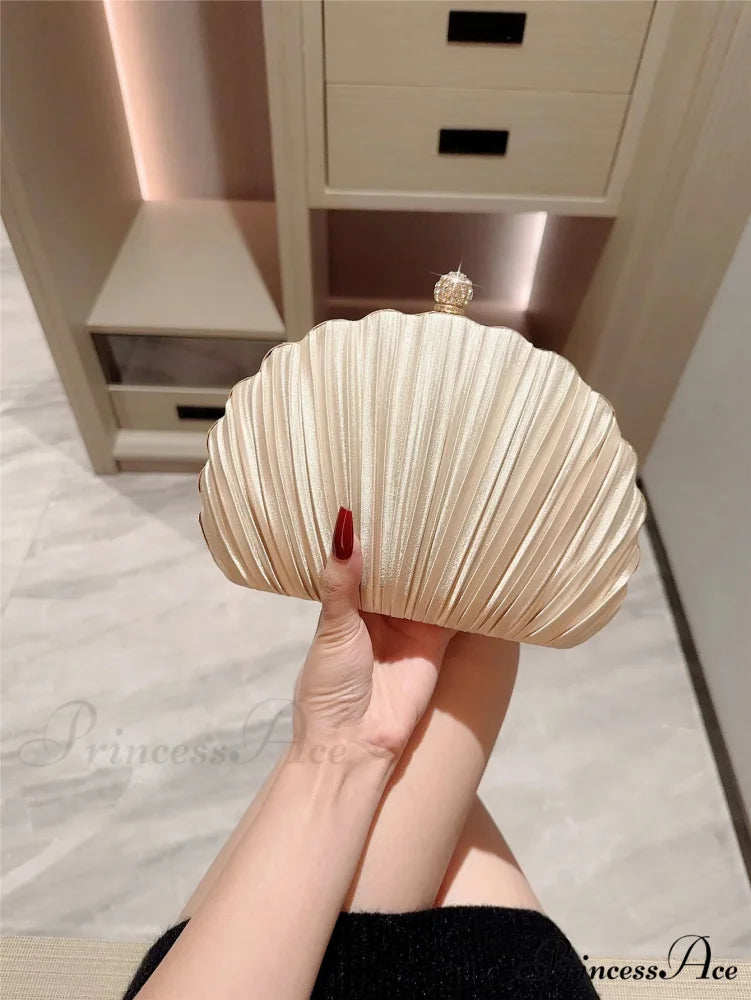 New Shell Evening Bag Diamond Pattern Clutch Bag