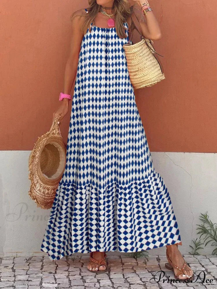 New Sleeveless Print Summer Spaghetti Strap Boho Dress