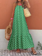 New Sleeveless Print Summer Spaghetti Strap Boho Dress
