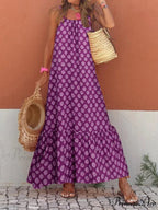 New Sleeveless Print Summer Spaghetti Strap Boho Dress