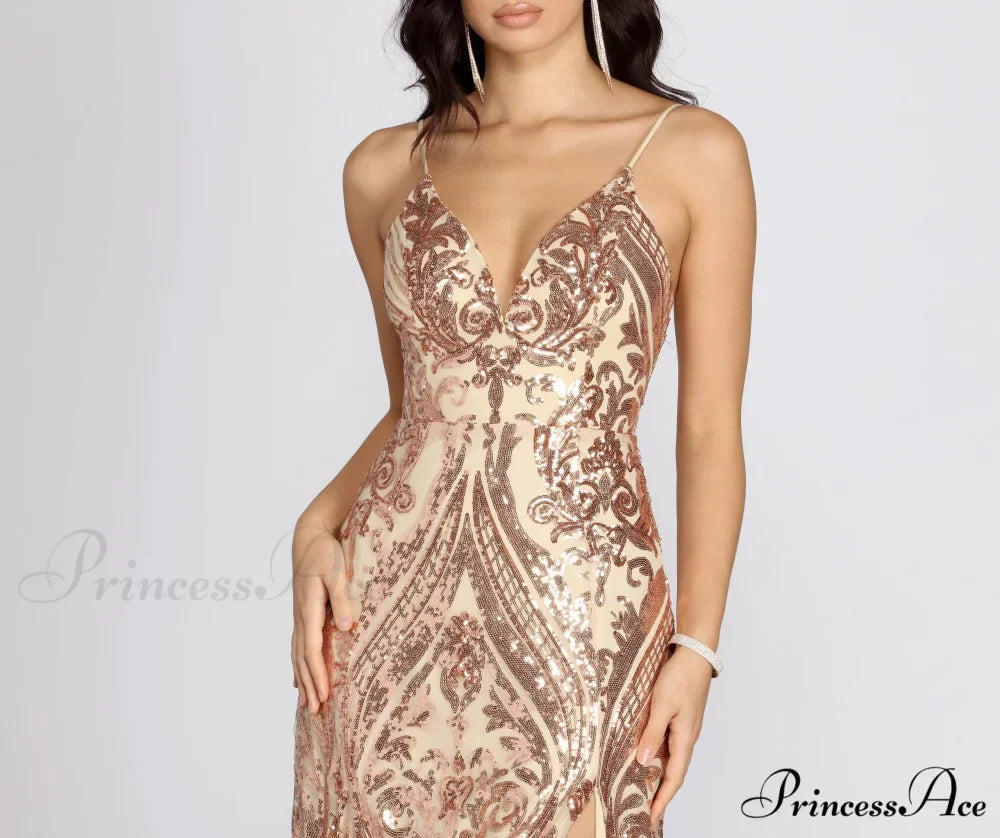Nia Sequin Stylish Scroll Dress