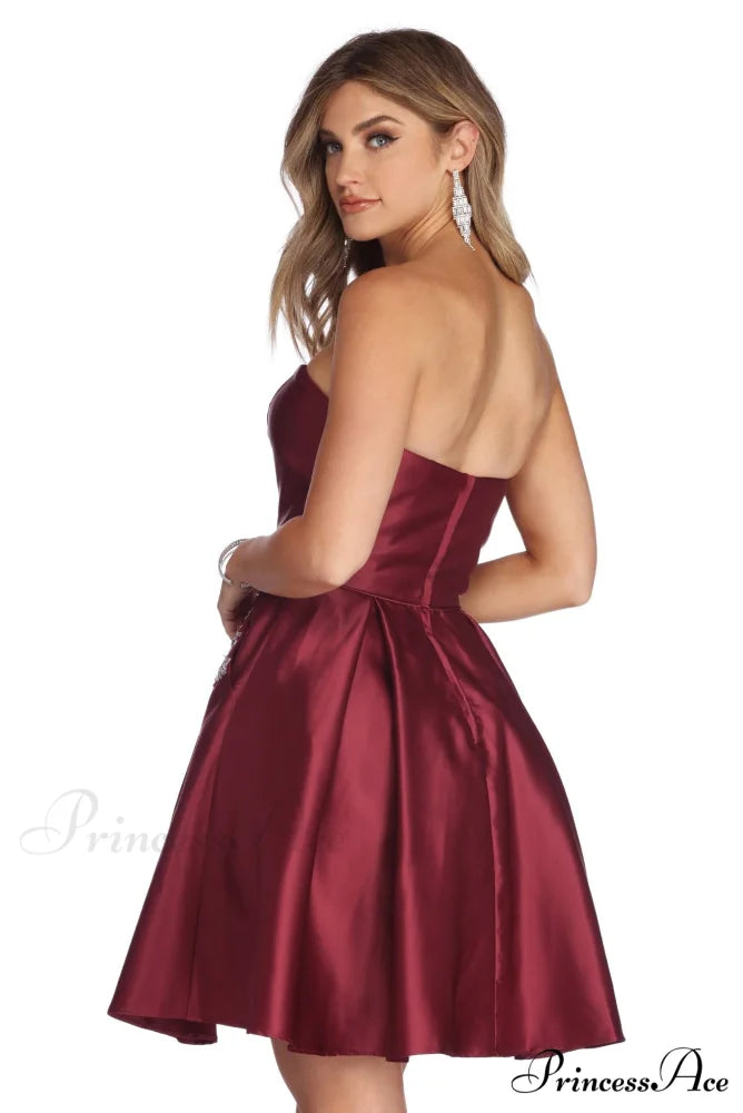 Noelle Formal Stylish Satin Party Dress