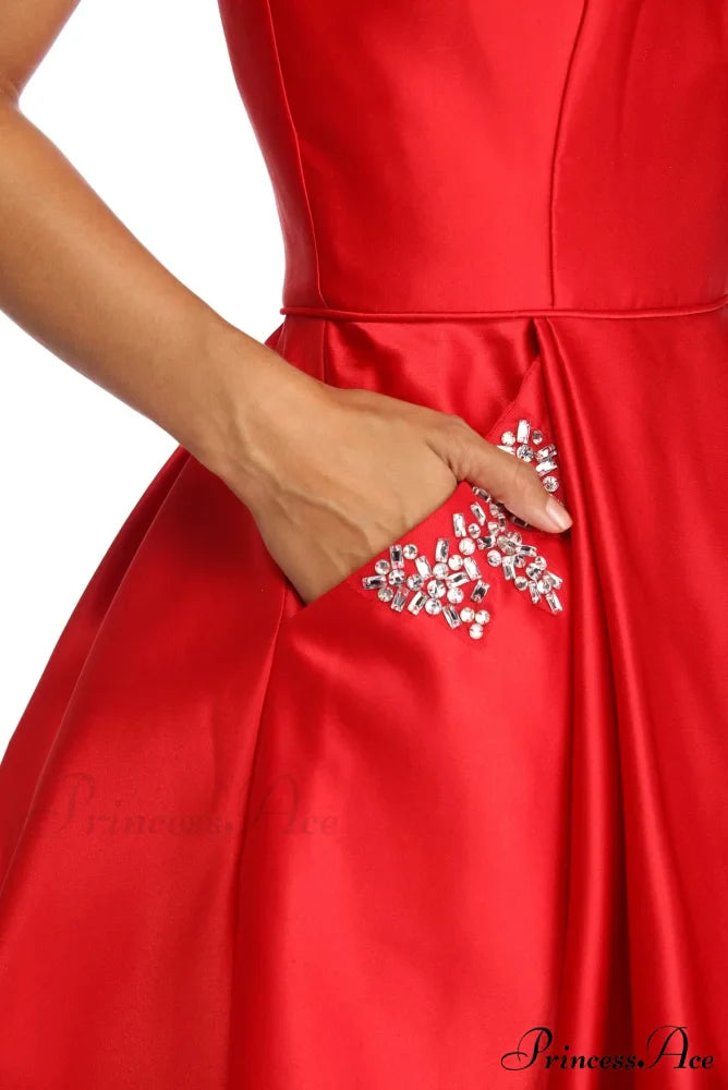 Noelle Formal Stylish Satin Party Dress