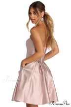Noelle Formal Stylish Satin Party Dress