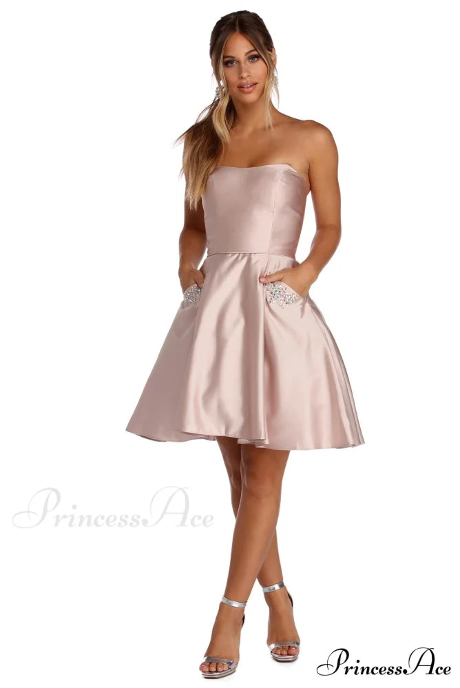 Noelle Formal Stylish Satin Party Dress