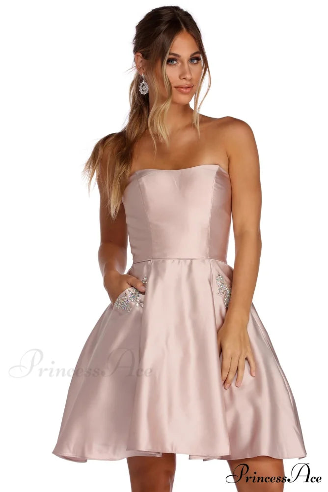 Noelle Formal Stylish Satin Party Dress