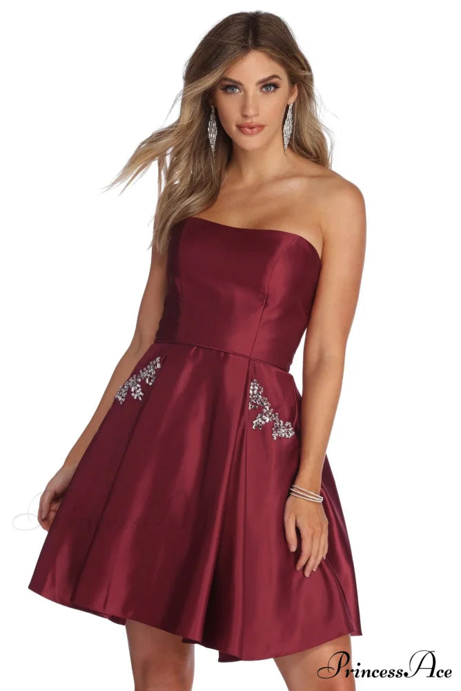 Noelle Formal Stylish Satin Party Dress