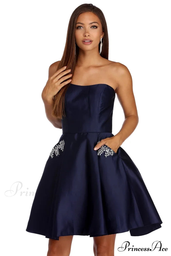 Noelle Formal Stylish Satin Party Dress