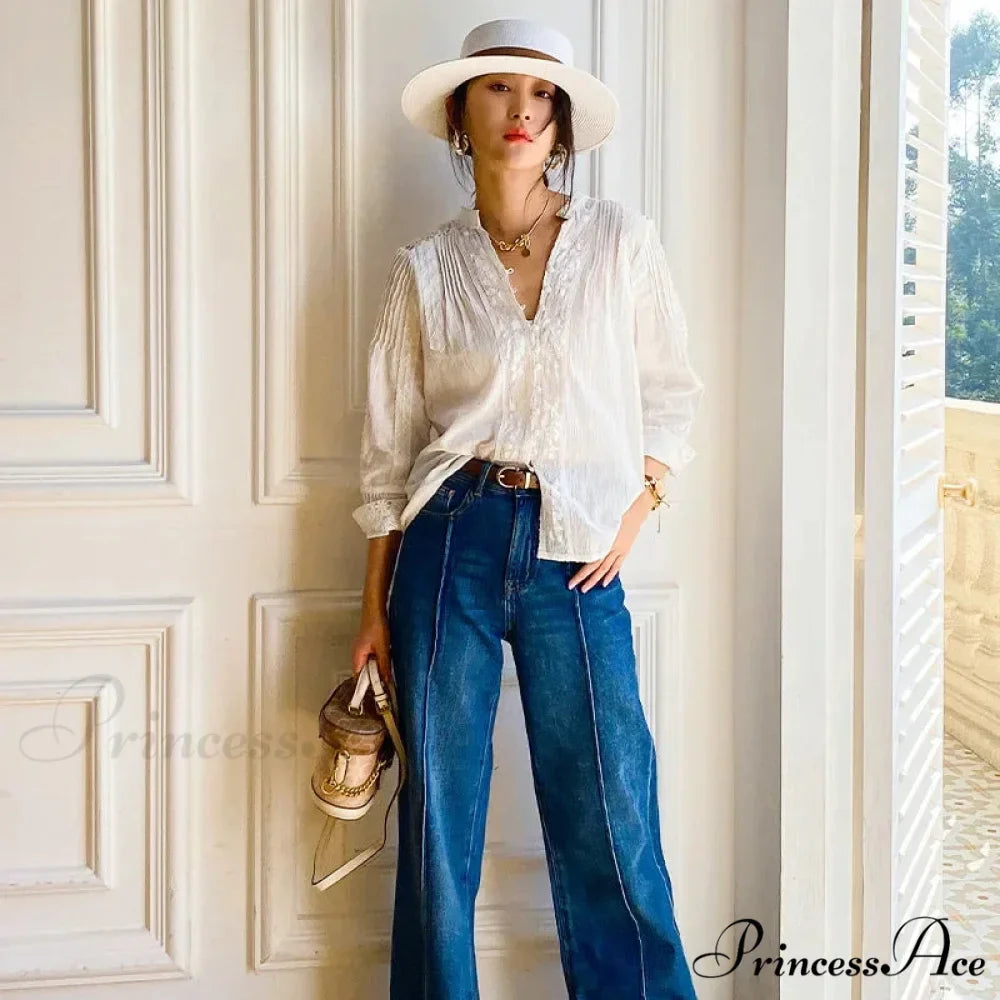 Nomadic Bohemian Floral Stitched Lace Extended Sleeve Blouse