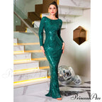 O-Neck Full Sleeve Sequined Party Dress