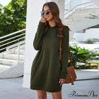 O Neck Long Sleeve Women's Sweatshirt Dress